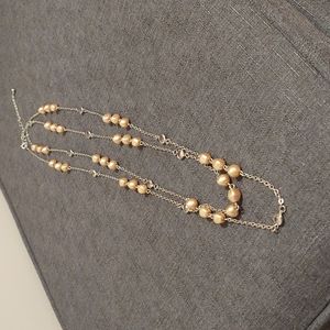 Lia Sophia rosey gold beaded long necklace